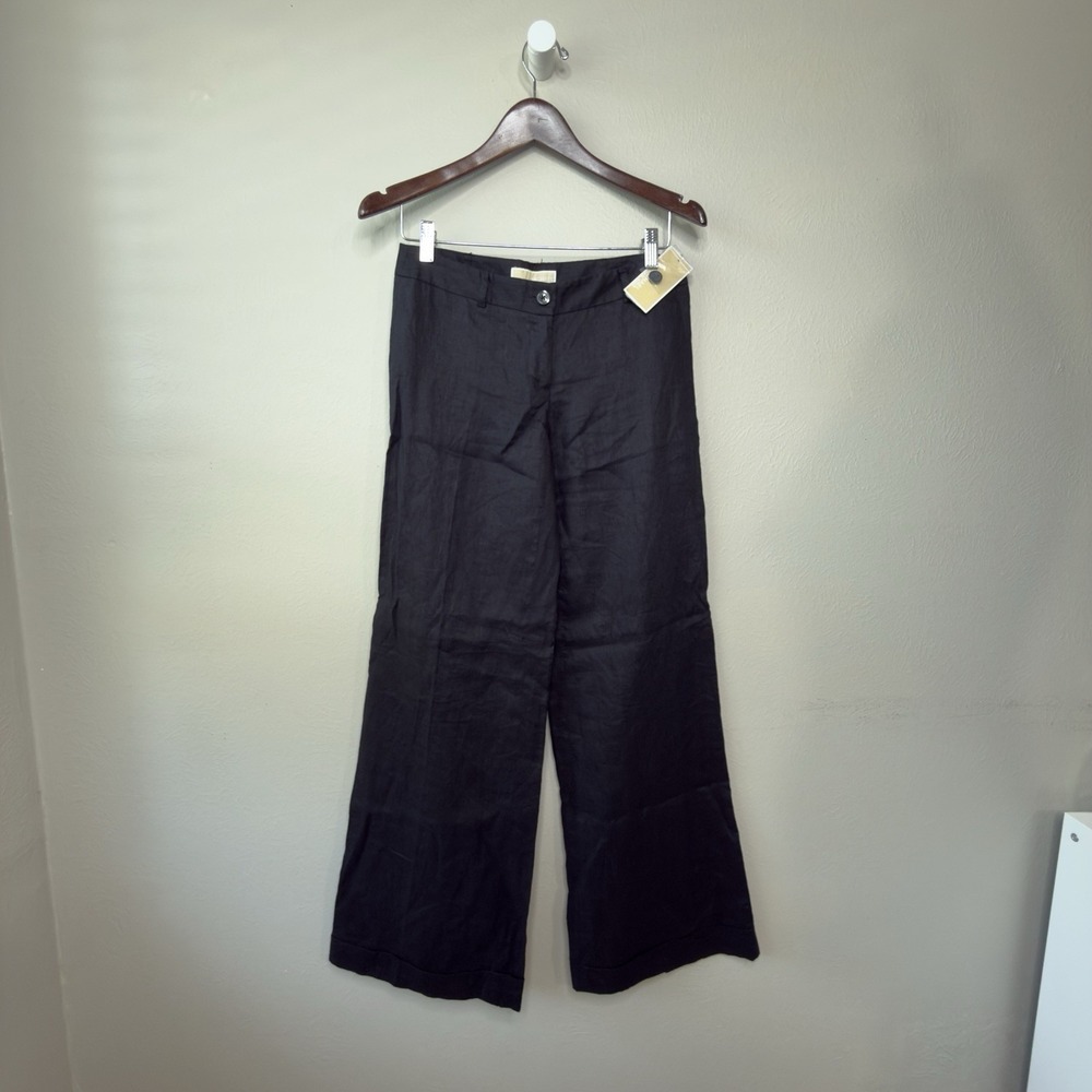 Michael Kors Women 2 100%  Linen Wide Leg Pants Trouser Cuffed Comfort Light NWT